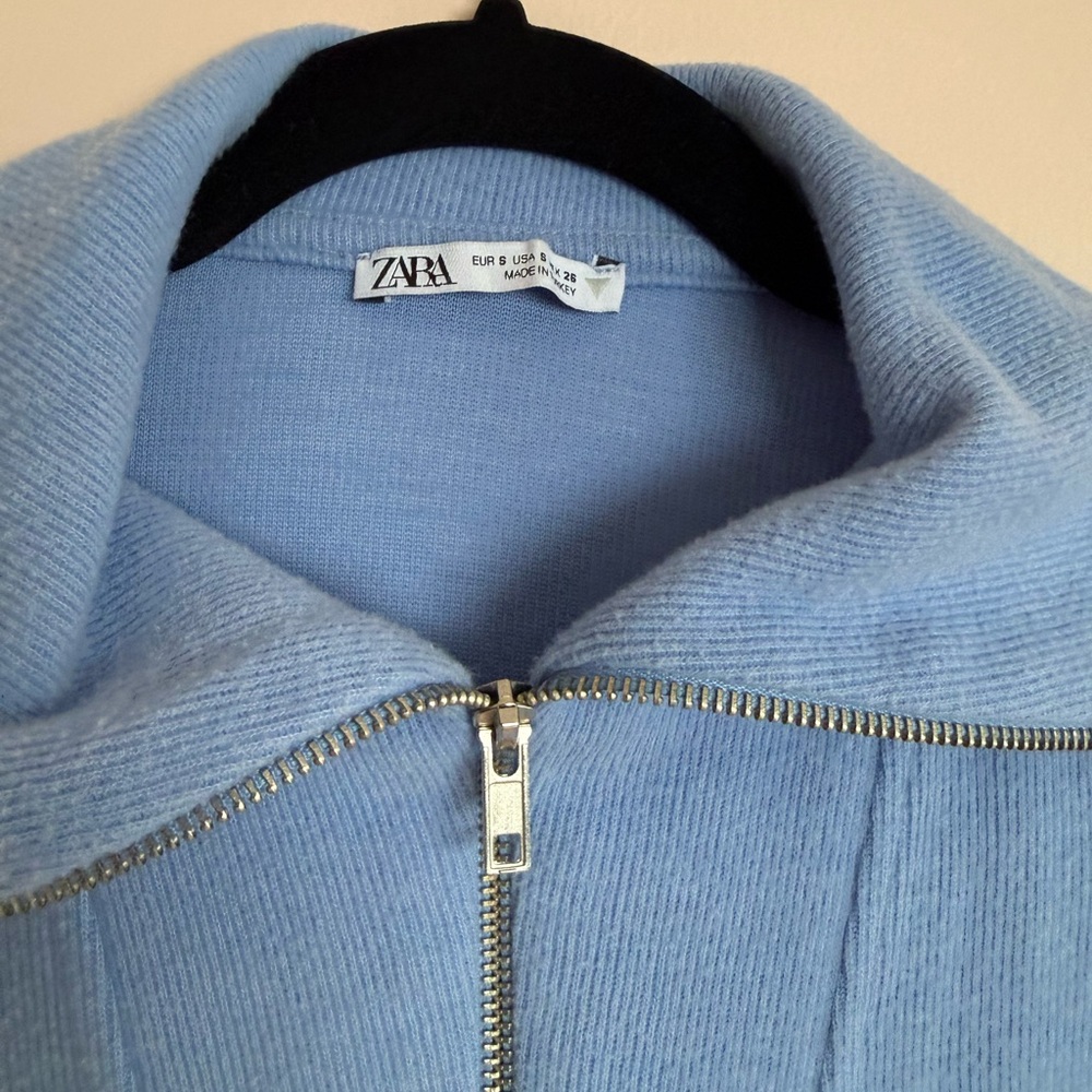 Zara Sky Blue Knit Zip-Up dress